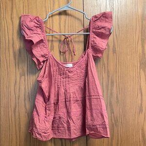 Treasure & Bond Pink Ruffle Sleeve Blouse